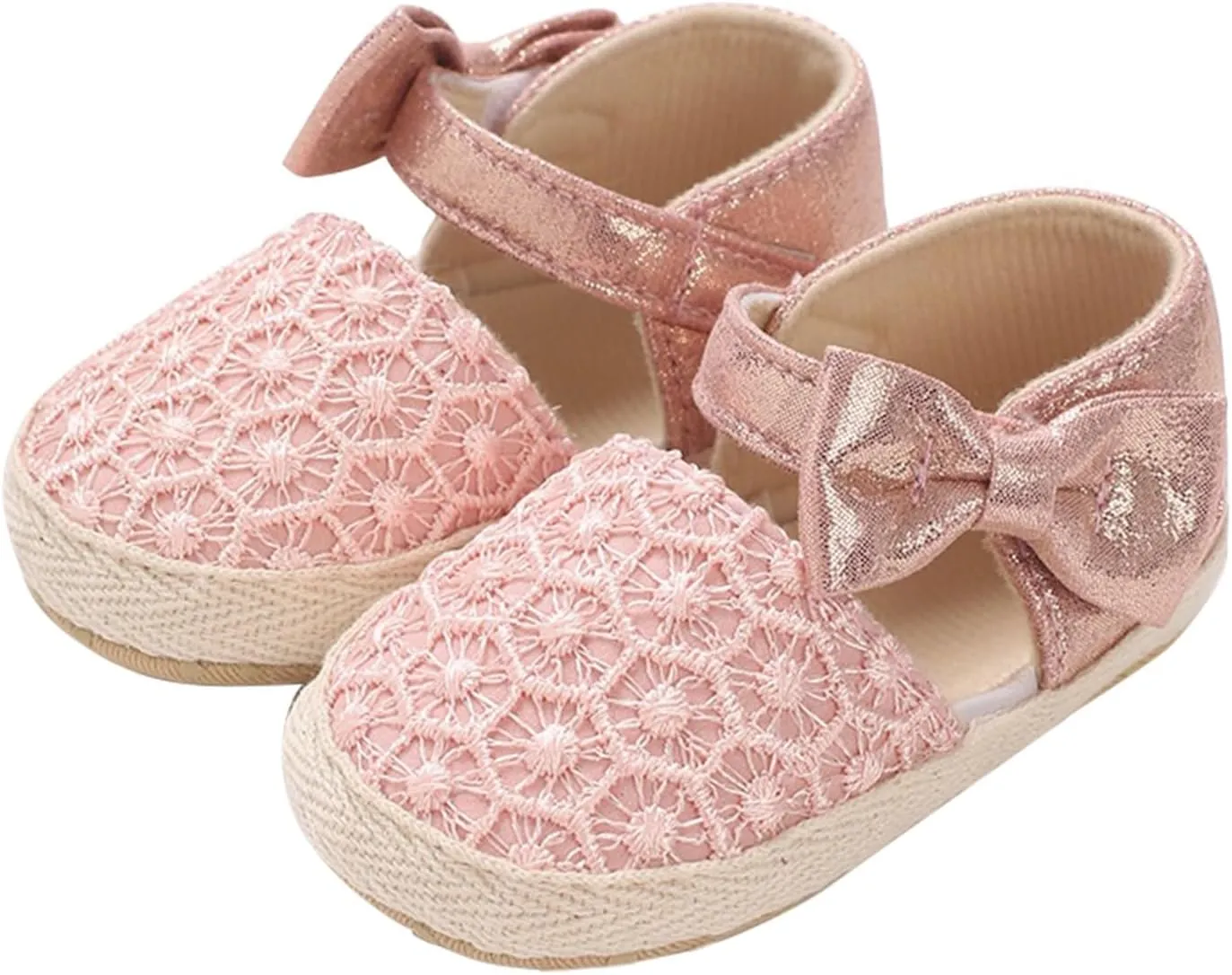 Prewalker Baby Girl Princess Shoes Comfortable Closed Toe Mary Jane Flats Soft Sole Bowknot Wedding Dress Shoes