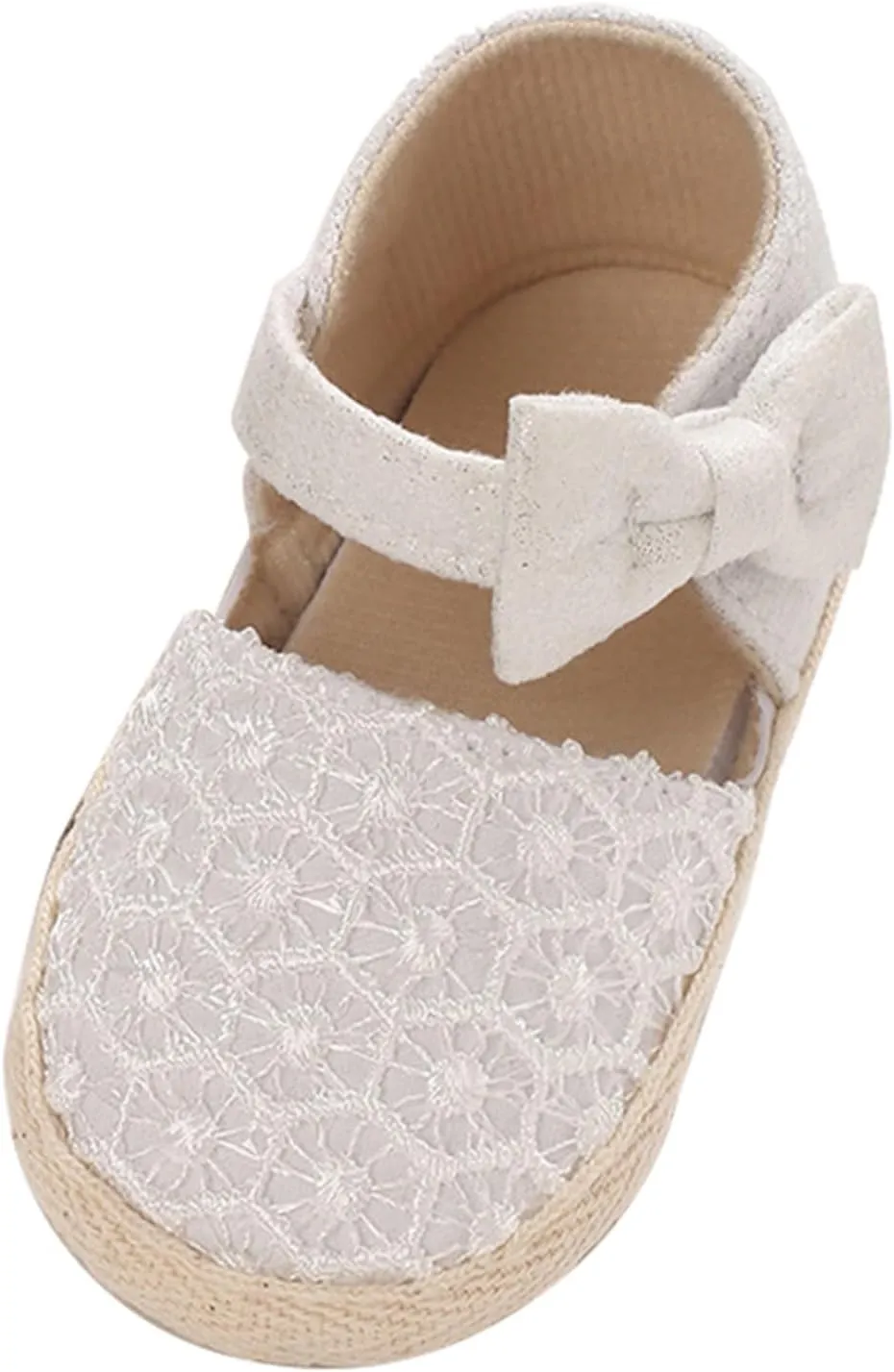 Prewalker Baby Girl Princess Shoes Comfortable Closed Toe Mary Jane Flats Soft Sole Bowknot Wedding Dress Shoes