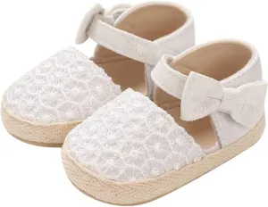 Prewalker Baby Girl Princess Shoes Comfortable Closed Toe Mary Jane Flats Soft Sole Bowknot Wedding Dress Shoes
