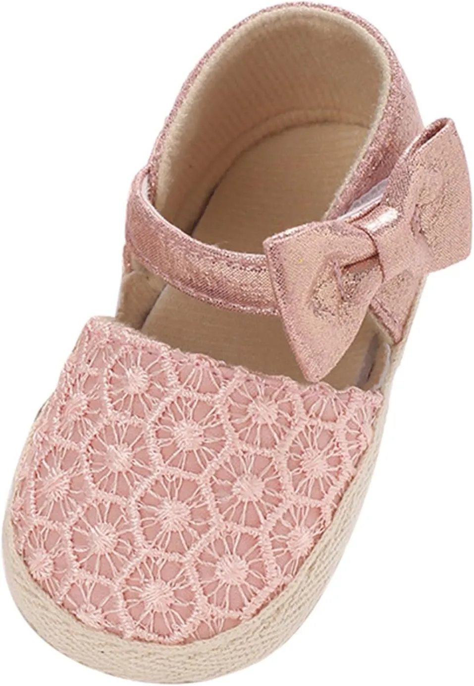 Prewalker Baby Girl Princess Shoes Comfortable Closed Toe Mary Jane Flats Soft Sole Bowknot Wedding Dress Shoes