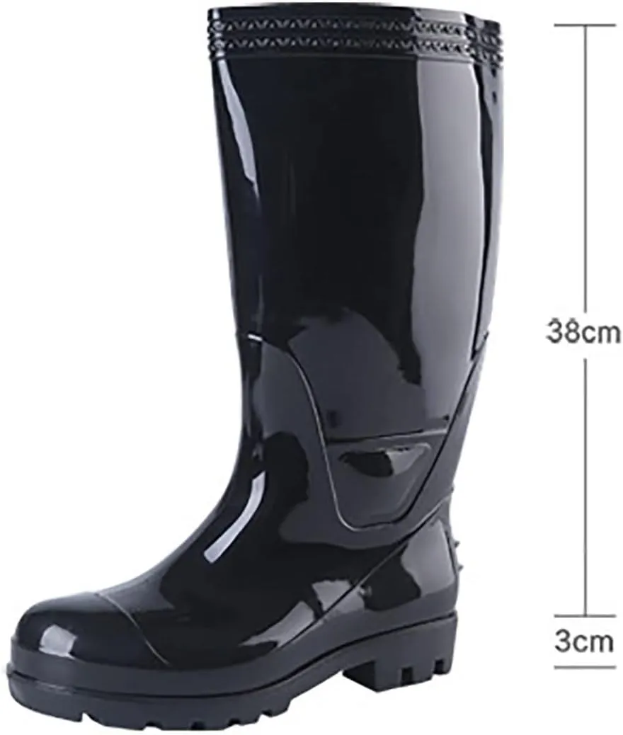 Rubber Boots for Men, Outdoor Durable Slip-resistant Rubber Sole and Steel Toe Mid Calf Waterproof Rain Boots, for Farming Garden Warm Work Fishing Boots