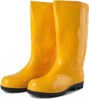 Rubber Boots for Men, Outdoor Durable Slip-resistant Rubber Sole and Steel Toe Mid Calf Waterproof Rain Boots, for Farming Garden Warm Work Fishing Boots