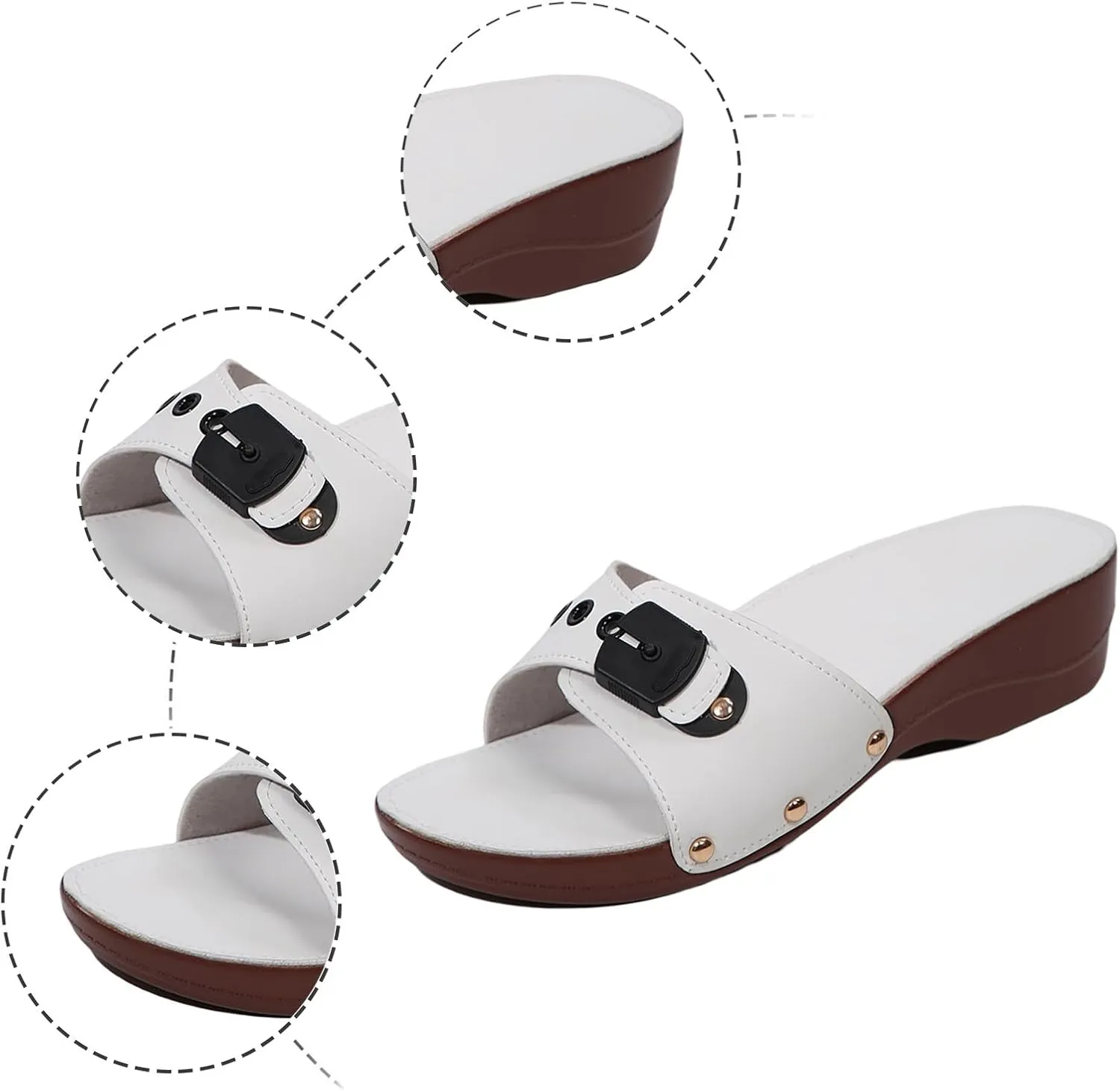 Sandals Wedge Shoes for Women Orthopedic Comfortable Arch Support Platform Wedge Summer Slides Leather Sandals