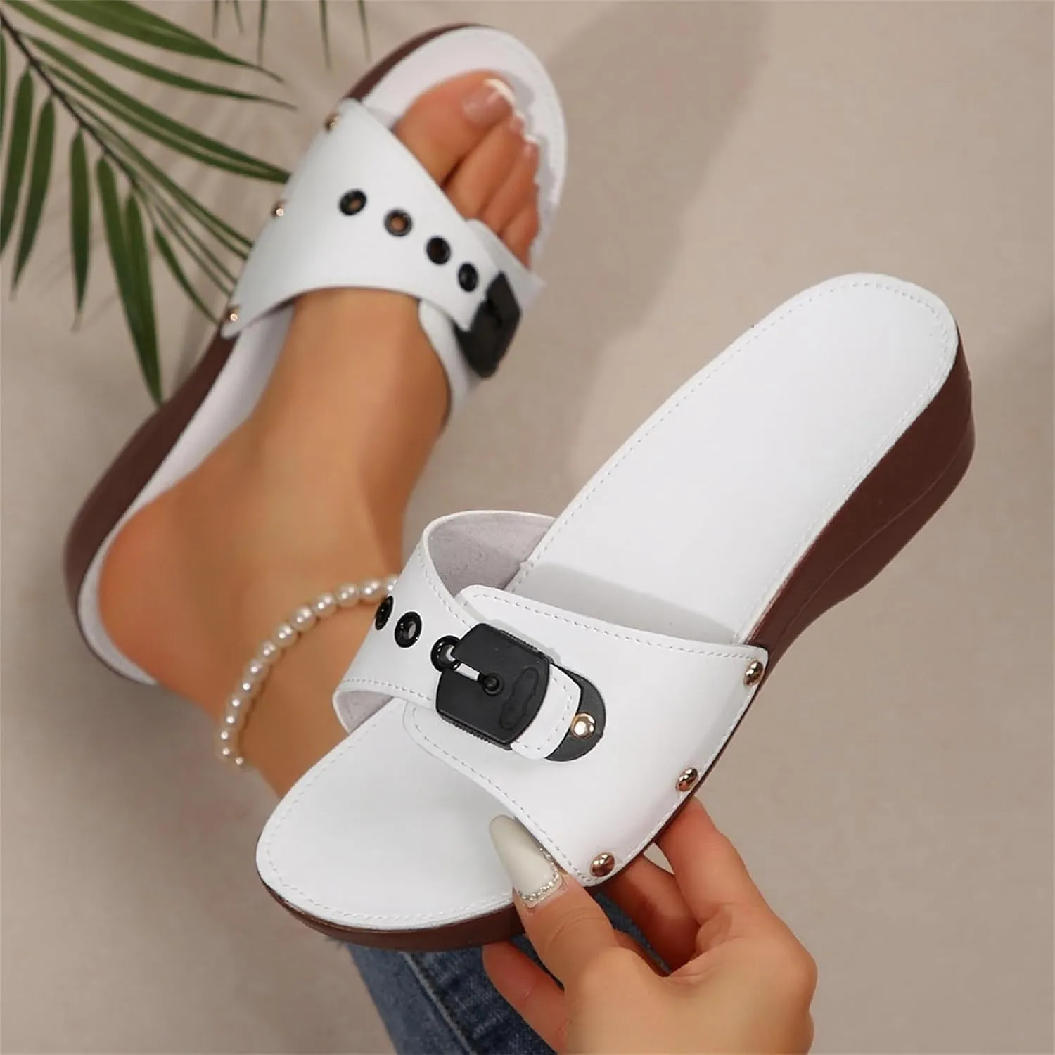 Sandals Wedge Shoes for Women Orthopedic Comfortable Arch Support Platform Wedge Summer Slides Leather Sandals