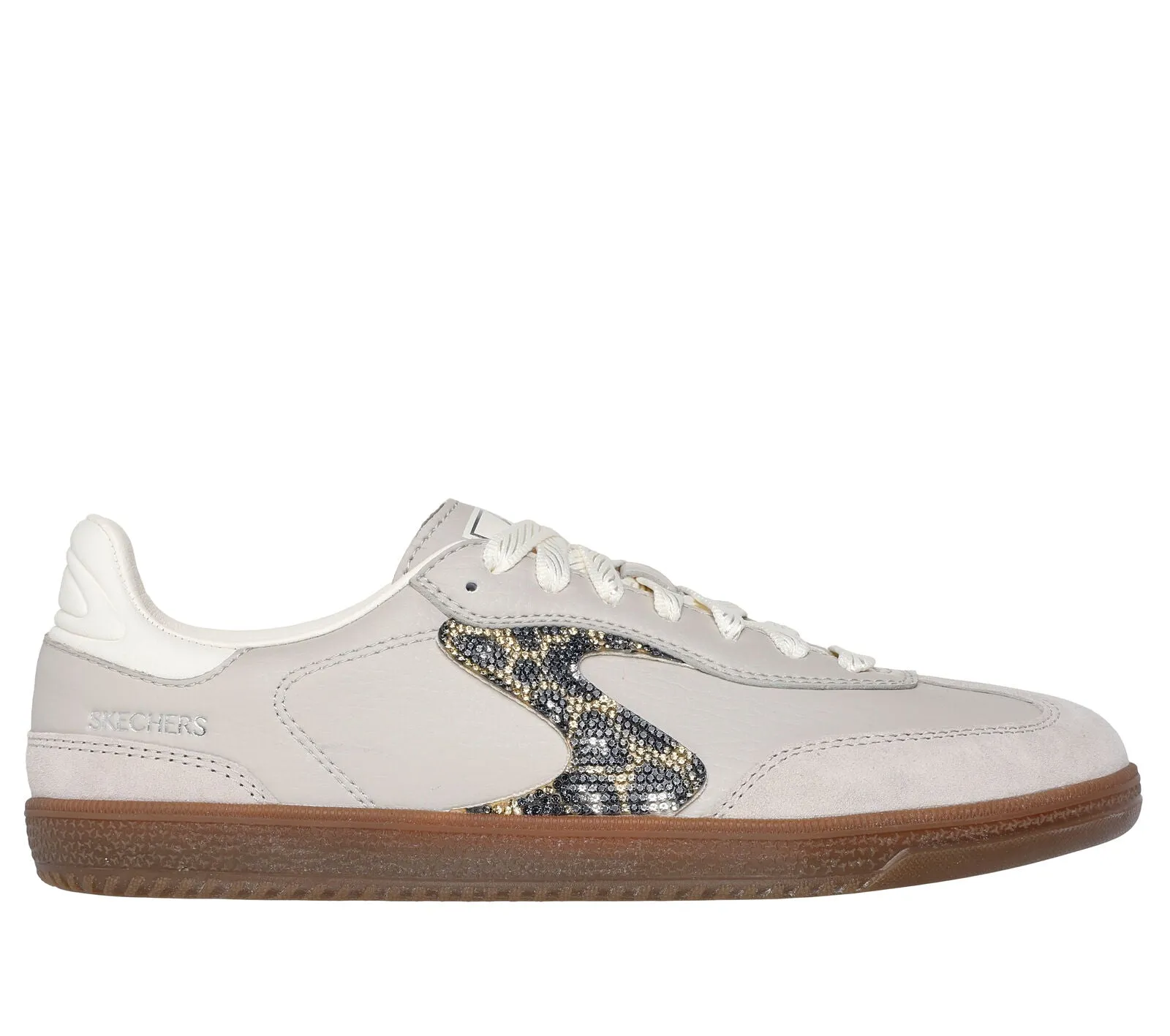 Skechers: Hotshot Shimmering Spots Sneakers in Taupe