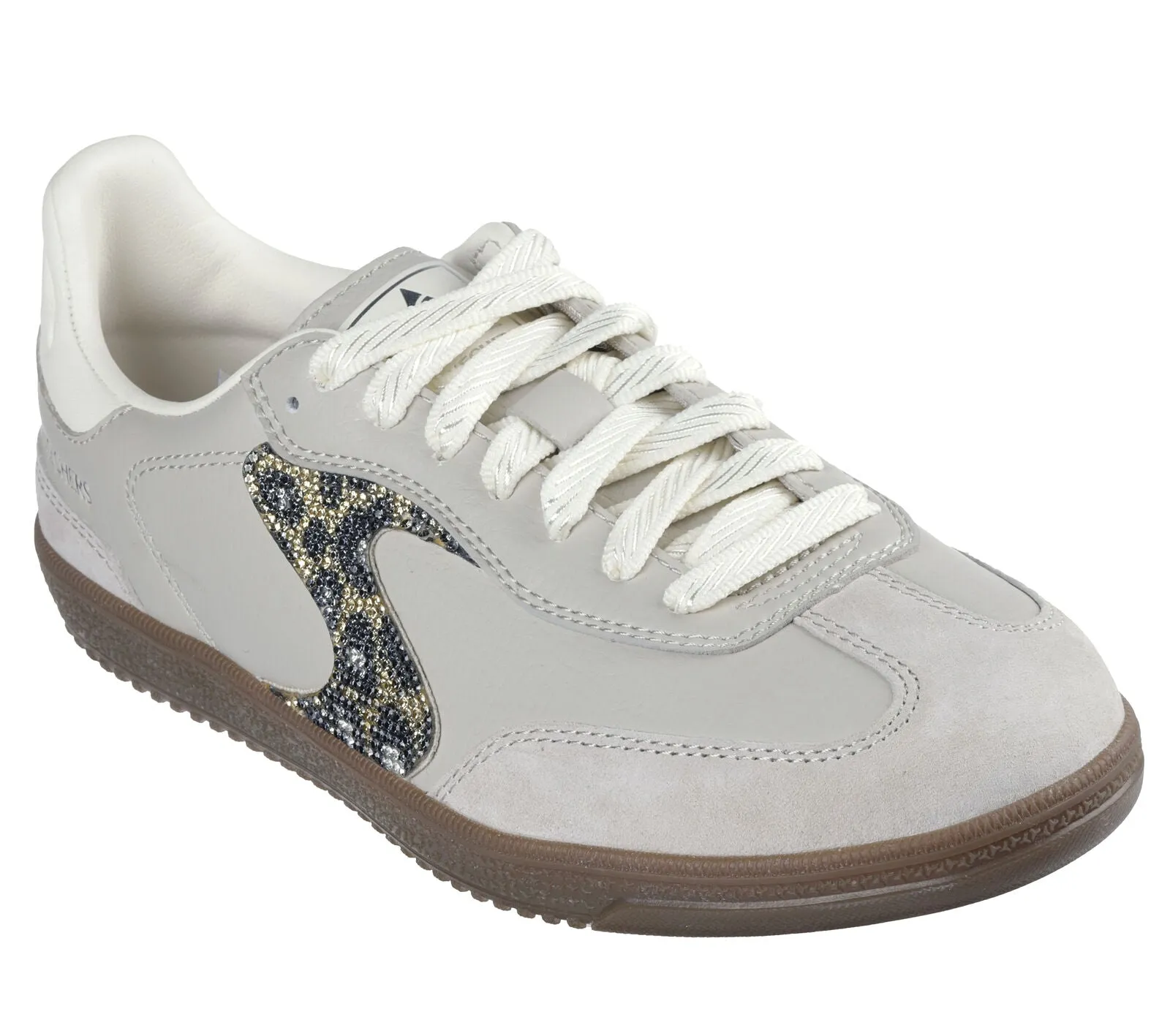 Skechers: Hotshot Shimmering Spots Sneakers in Taupe