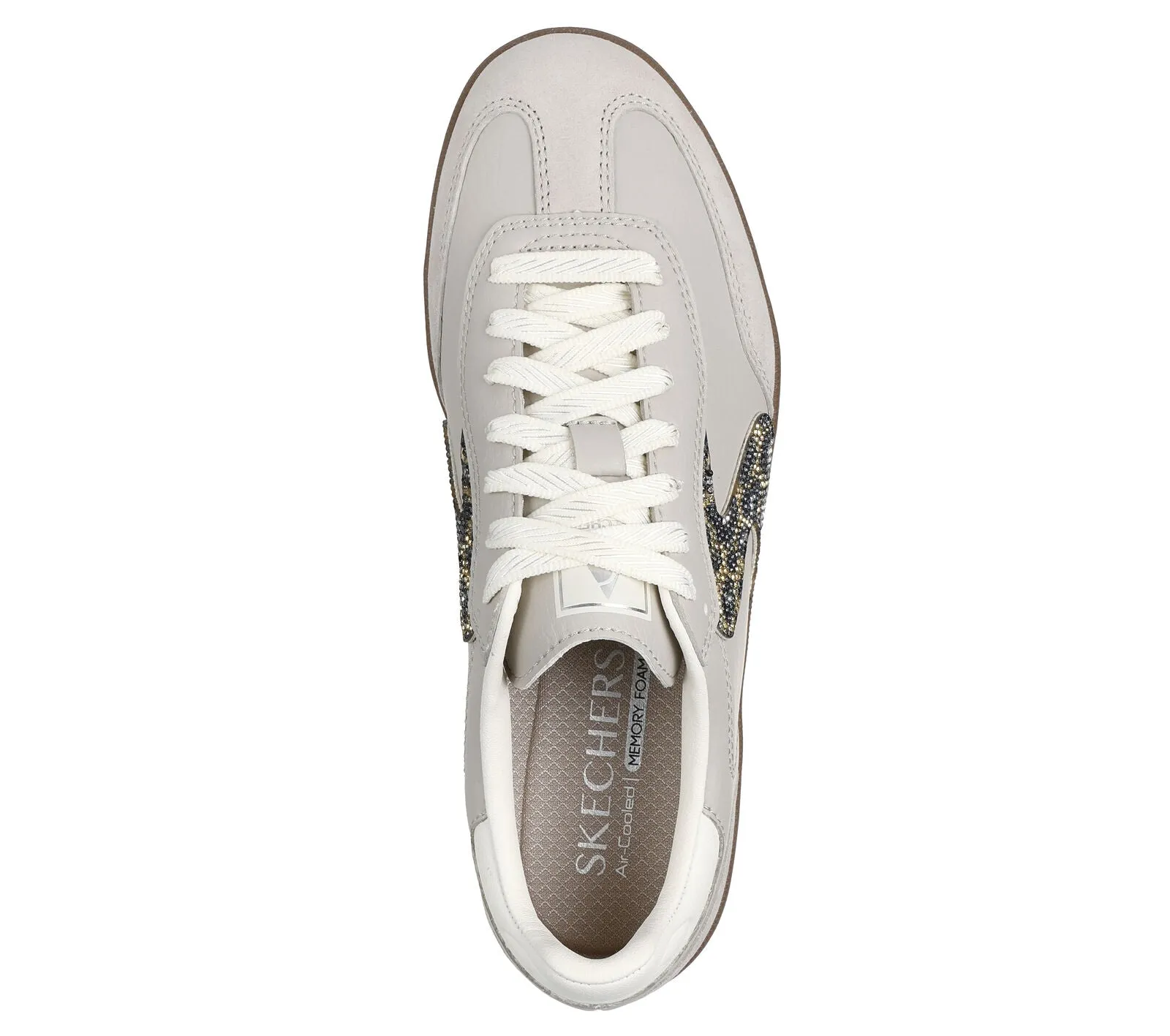 Skechers: Hotshot Shimmering Spots Sneakers in Taupe