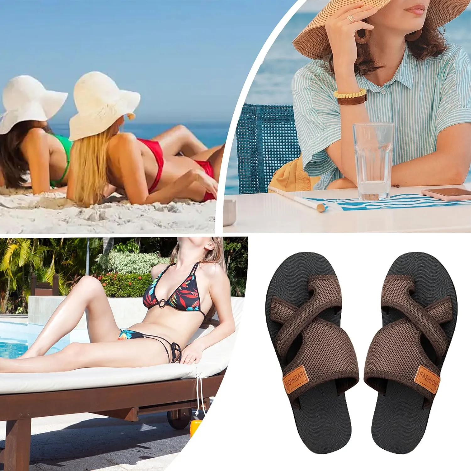 Slippers for Women Comfortable Beach Orthopedic Sandals Breathable Mesh Slide Non-Slip Flat Sandals Flip Flops Walking Summer Shoes