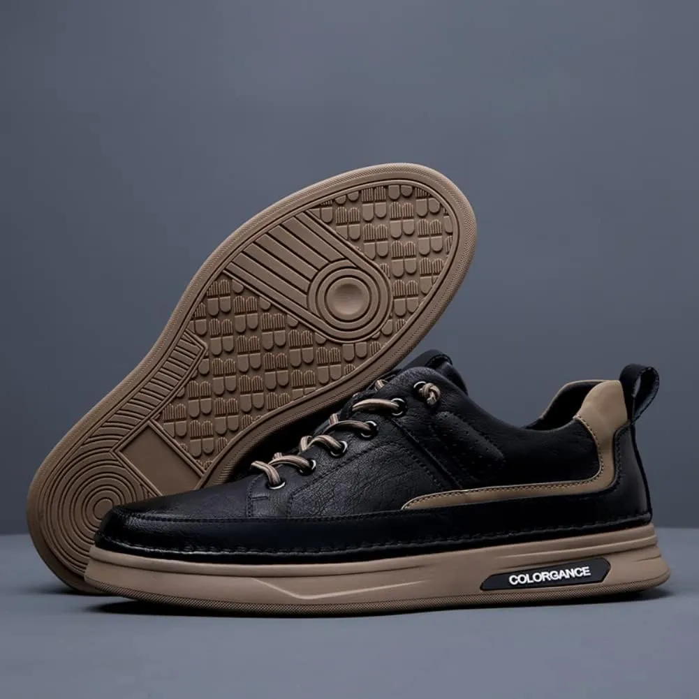 Sport Outdoor Sneakers for Men Leather Upper Lace Up Leather Elastic Sole Casual Sneaker Tenis para Hombre Designer Skate Shoes