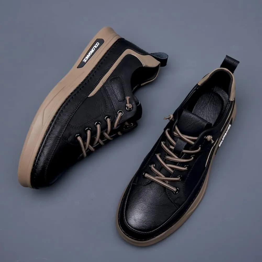 Sport Outdoor Sneakers for Men Leather Upper Lace Up Leather Elastic Sole Casual Sneaker Tenis para Hombre Designer Skate Shoes
