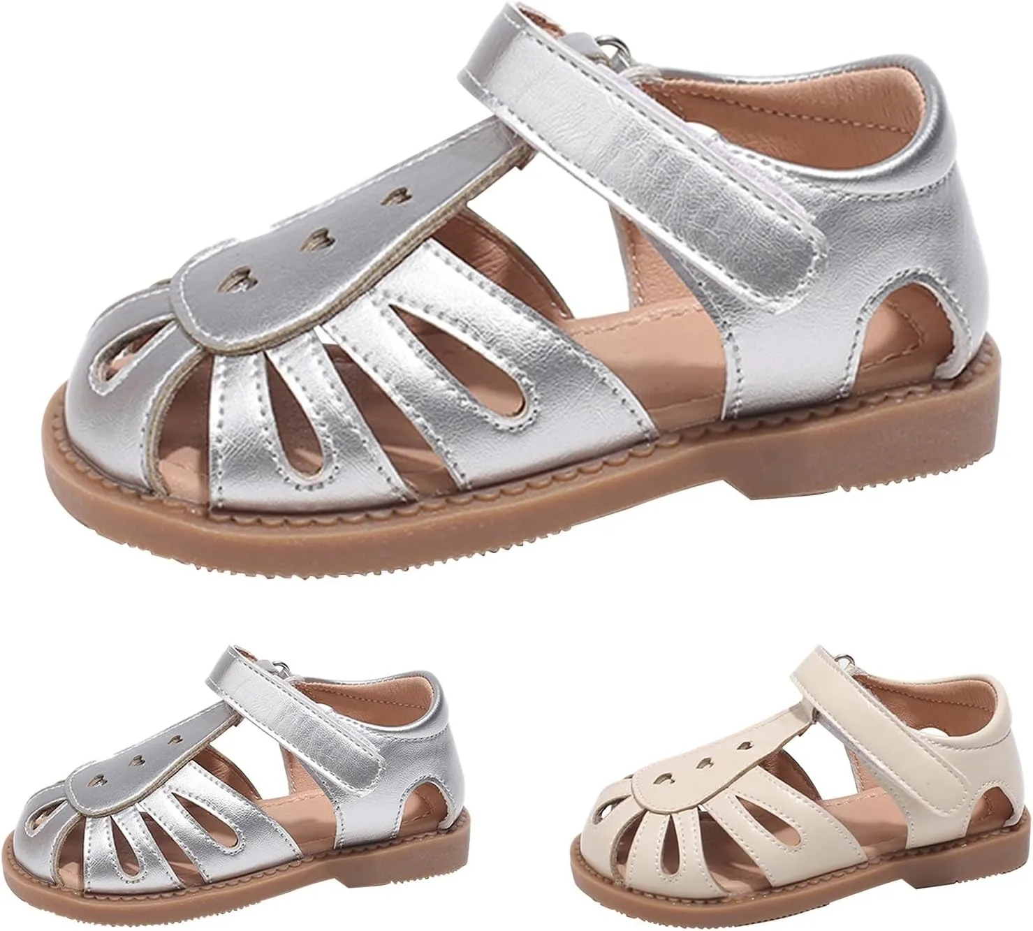 Toddler Girl Mary Jane Dress Shoes School Uniform Shoes Hollow Closed Toe Comfortable Breathable Soft Sole Sandals