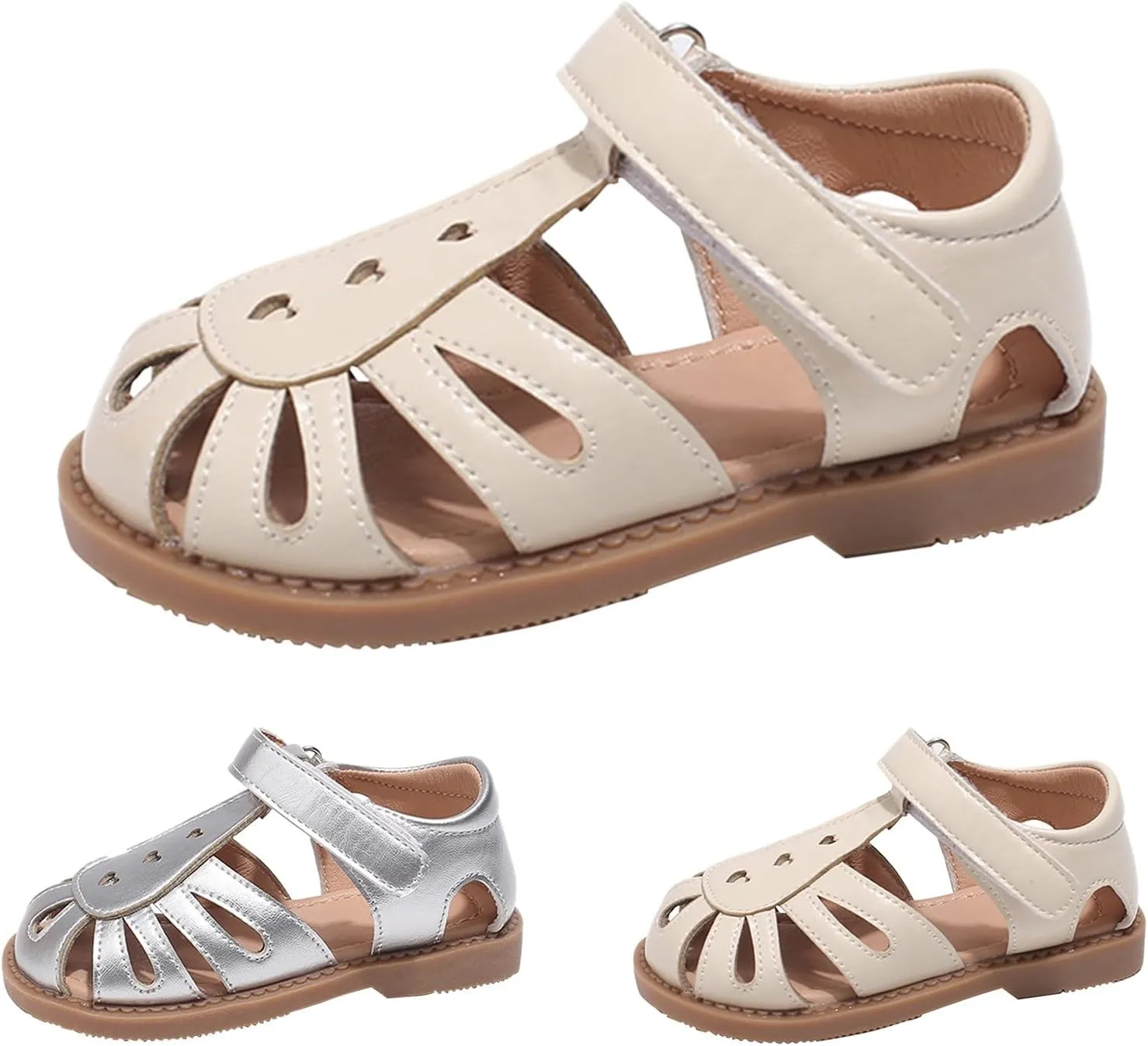 Toddler Girl Mary Jane Dress Shoes School Uniform Shoes Hollow Closed Toe Comfortable Breathable Soft Sole Sandals