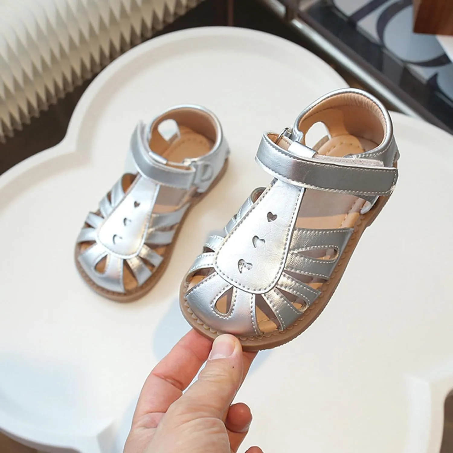Toddler Girl Mary Jane Dress Shoes School Uniform Shoes Hollow Closed Toe Comfortable Breathable Soft Sole Sandals