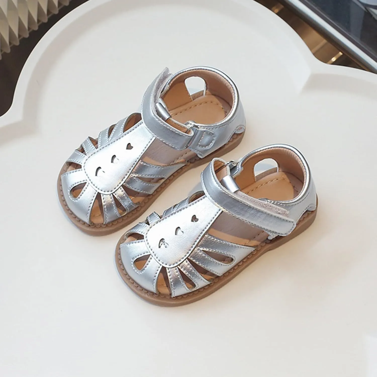 Toddler Girl Mary Jane Dress Shoes School Uniform Shoes Hollow Closed Toe Comfortable Breathable Soft Sole Sandals