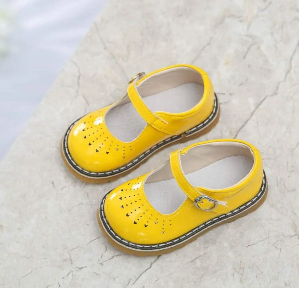 Toddler Kids' Patent Leather Mary Jane Flat Cutout Strap Dress Oxford Shoes Baby Moccasins