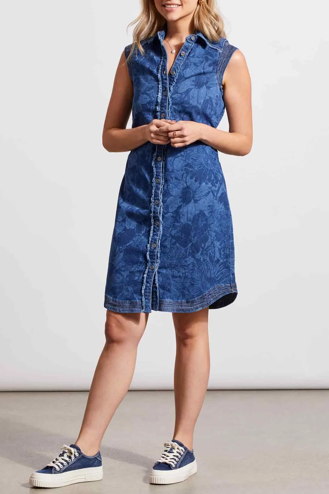 Tribal Denim Dress in Ocean Blue