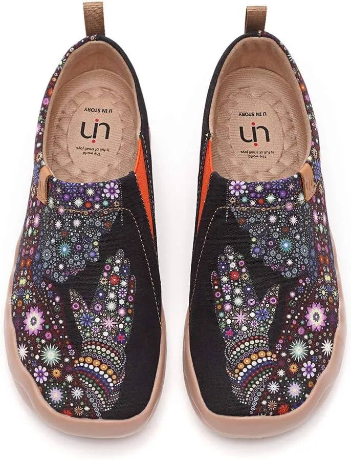 UIN Men's Walking Travel Shoes Slip On Canvas Casual Loafers Lightweight Comfort Art Painted Fashion Sneaker Pray for Goodness (12.5)