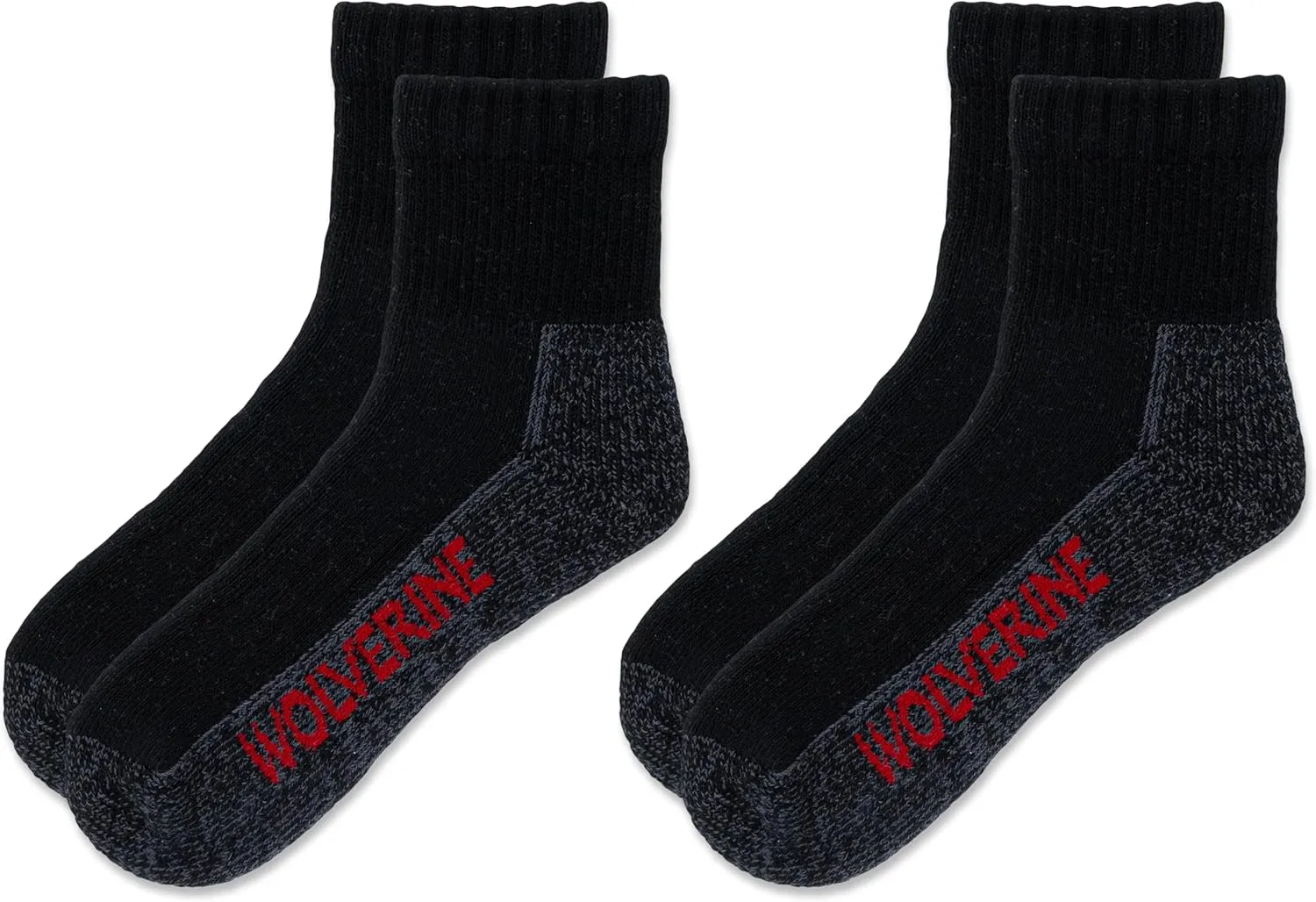 Wolverine Men's Steel Toe Cotton Work Boot Ankle Socks with Durable Cushioning (2 Pairs)