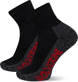 Wolverine Men's Steel Toe Cotton Work Boot Ankle Socks with Durable Cushioning (2 Pairs)