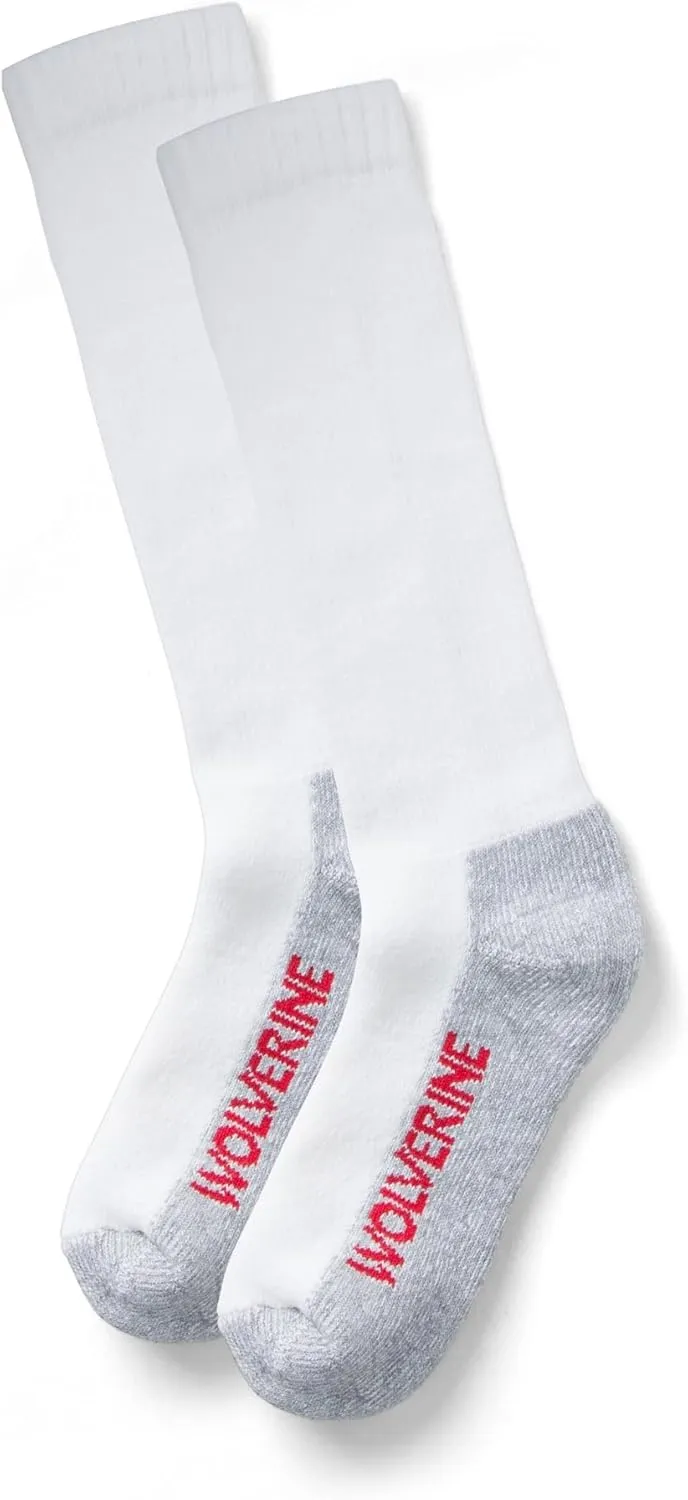Wolverine Men's Steel Toe Cotton Work Over the Calf Socks with Durable Cushioning (2 Pairs)
