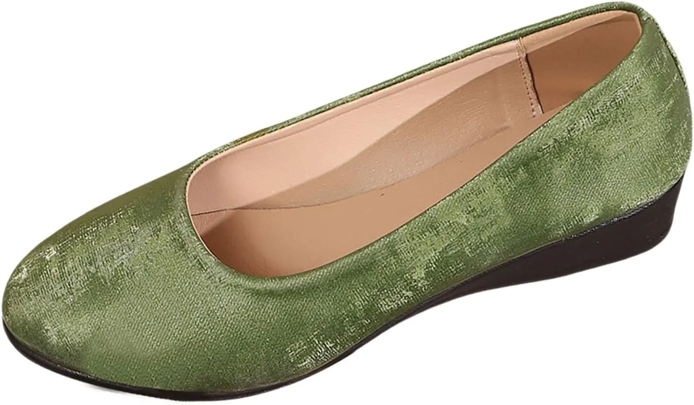 Women's Casual Shoes for Everyday Wear Sleek Satin Design Closed Toe and Heel Comfortable Wedge Wide Mens Shoe Casual