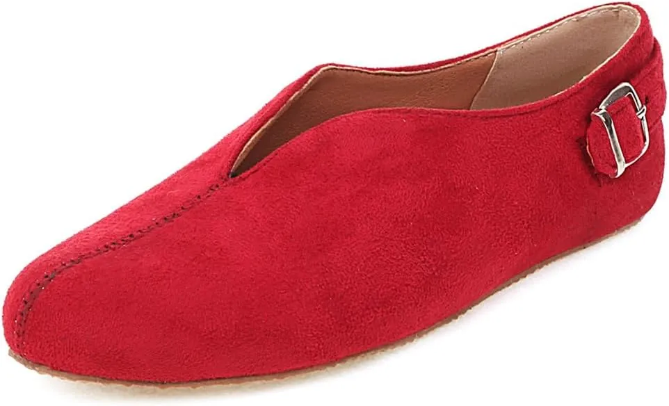 Women's Casual Slip On Loafers Flats Vintage Round Toe Comfort Vegan Suede Girls Dress Oxford Shoes