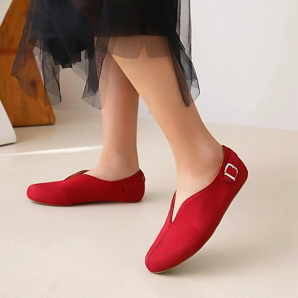 Women's Casual Slip On Loafers Flats Vintage Round Toe Comfort Vegan Suede Girls Dress Oxford Shoes