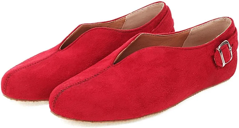 Women's Casual Slip On Loafers Flats Vintage Round Toe Comfort Vegan Suede Girls Dress Oxford Shoes
