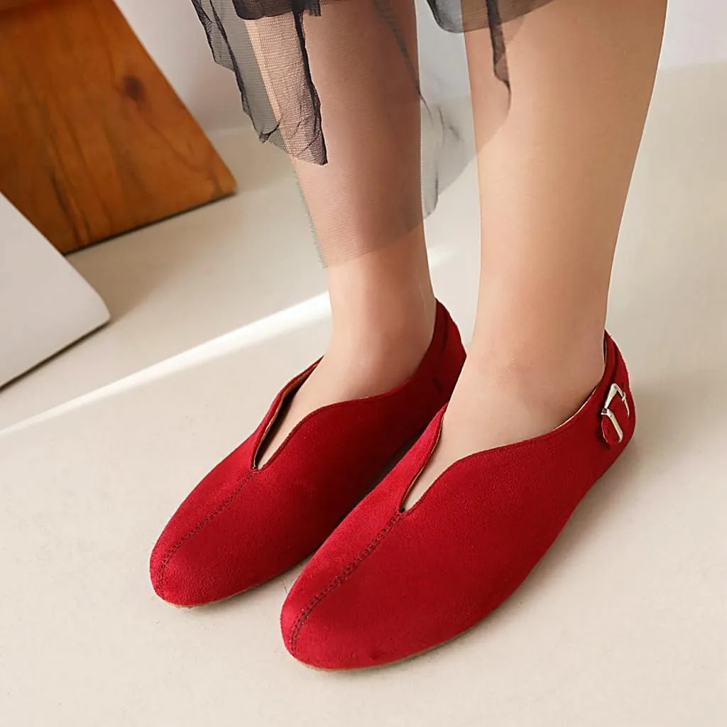 Women's Casual Slip On Loafers Flats Vintage Round Toe Comfort Vegan Suede Girls Dress Oxford Shoes