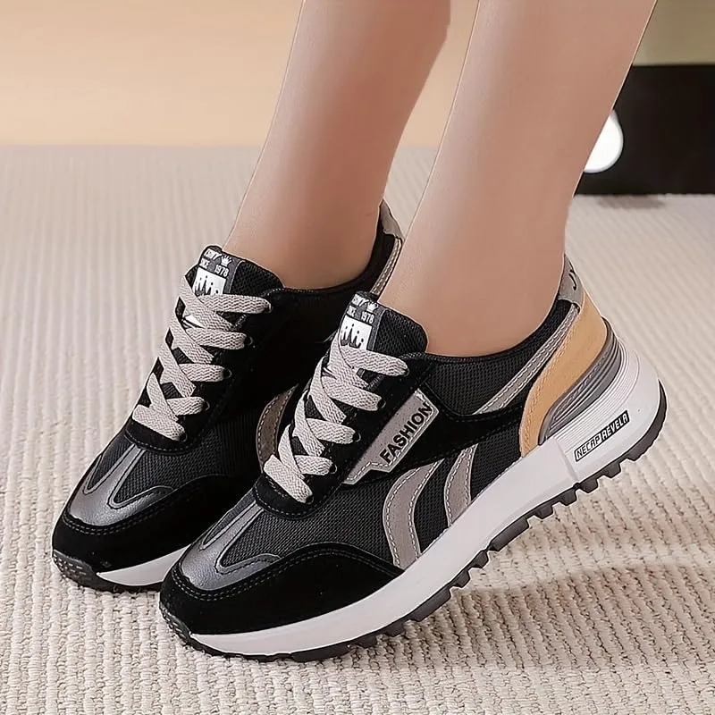 Women's Colorblock Casual Sneakers, Slip On Round Toe Low-top Wear-Resistant Non-Slip Shoes, Versatile Outdoor Shoes