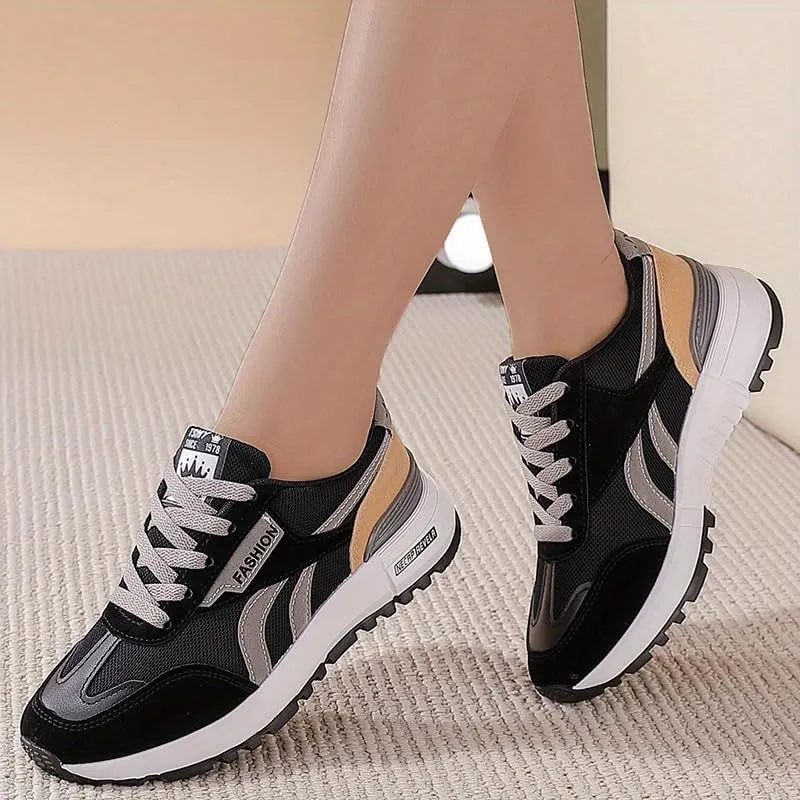 Women's Colorblock Casual Sneakers, Slip On Round Toe Low-top Wear-Resistant Non-Slip Shoes, Versatile Outdoor Shoes