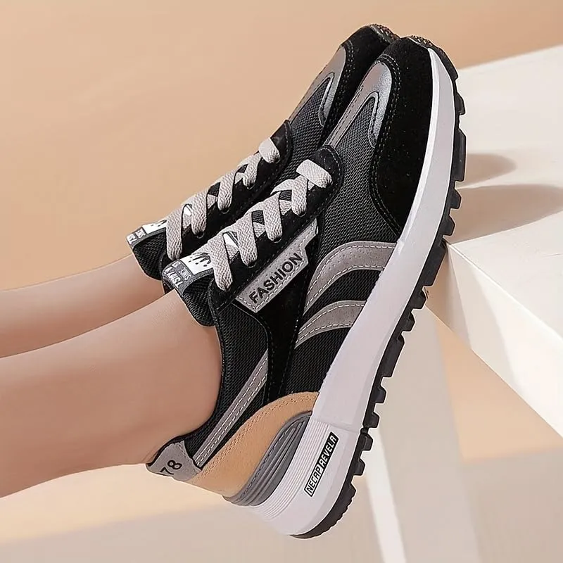 Women's Colorblock Casual Sneakers, Slip On Round Toe Low-top Wear-Resistant Non-Slip Shoes, Versatile Outdoor Shoes