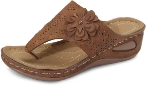 Women's Comfortable Wedge Sandals Open Toe Flip Flops Casual Walking Shoes with Arch Support for Summer Spring