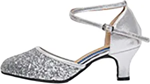 Womens Latin Dance Shoes Comfortable Closed Toe Ballroom Tango Performence Party Dancing Shoes High Heel Sandals