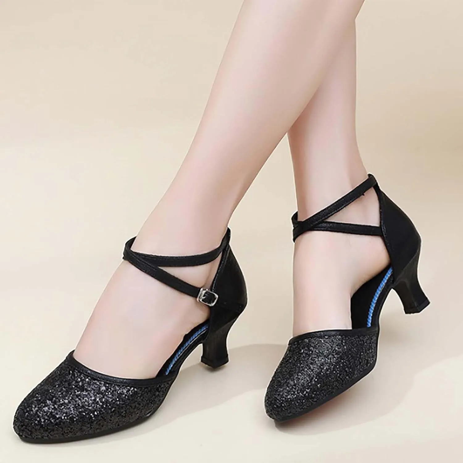 Womens Latin Dance Shoes Comfortable Closed Toe Ballroom Tango Performence Party Dancing Shoes High Heel Sandals