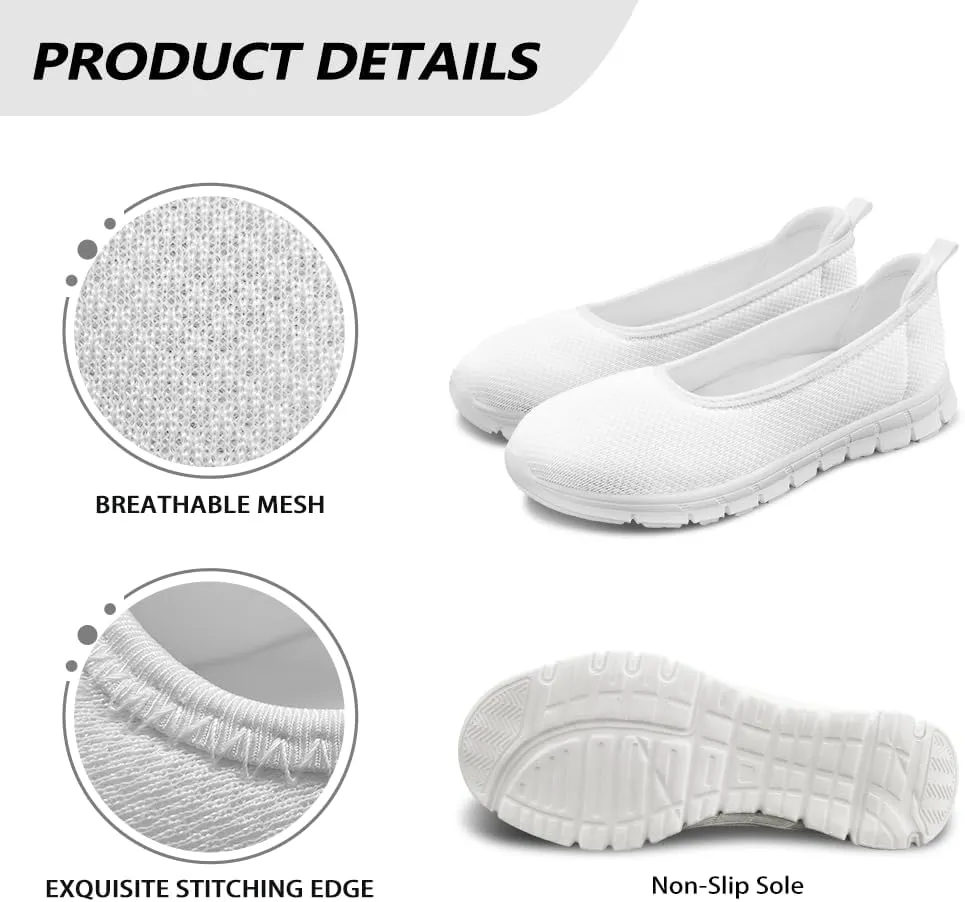 Womens Lightweight Slip On Walking Shoes Fashion Casual Loafers Comfortable Versatile Nursing Shoe for Workout Party Size 6-11 White Sole