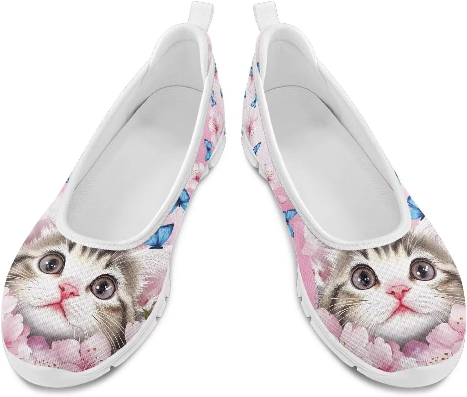 Womens Lightweight Slip On Walking Shoes Fashion Casual Loafers Comfortable Versatile Nursing Shoe for Workout Party Size 6-11 White Sole