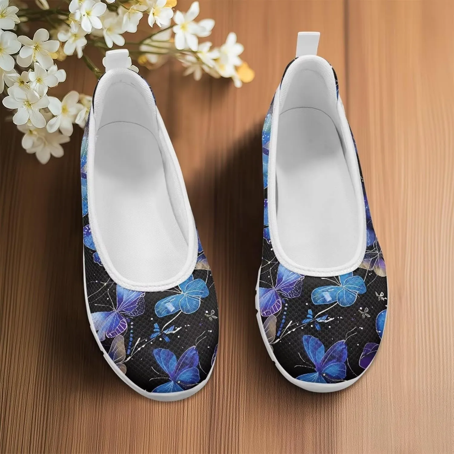 Womens Lightweight Slip On Walking Shoes Fashion Casual Loafers Comfortable Versatile Nursing Shoe for Workout Party Size 6-11 White Sole