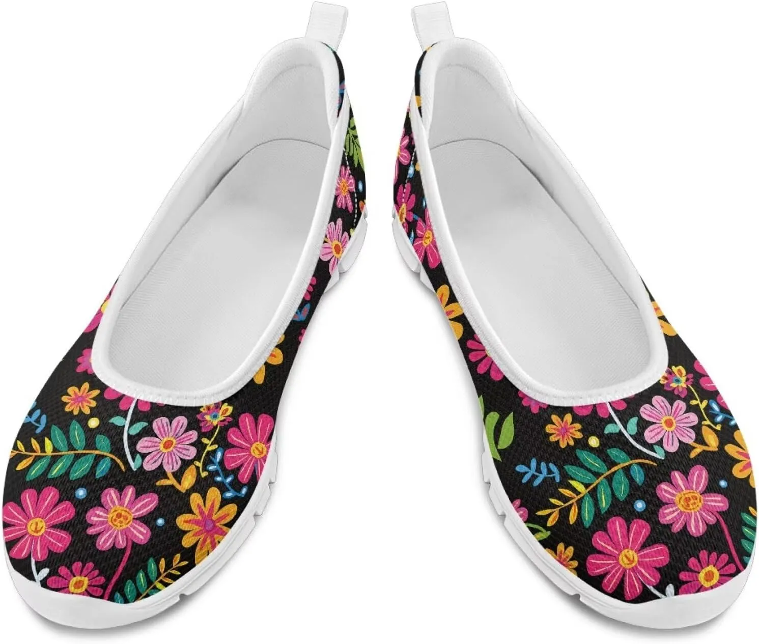 Womens Lightweight Slip On Walking Shoes Fashion Casual Loafers Comfortable Versatile Nursing Shoe for Workout Party Size 6-11 White Sole