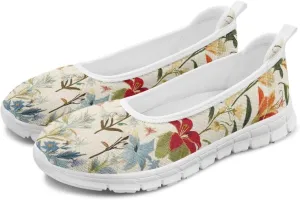 Womens Lightweight Slip On Walking Shoes Fashion Casual Loafers Comfortable Versatile Nursing Shoe for Workout Party Size 6-11 White Sole