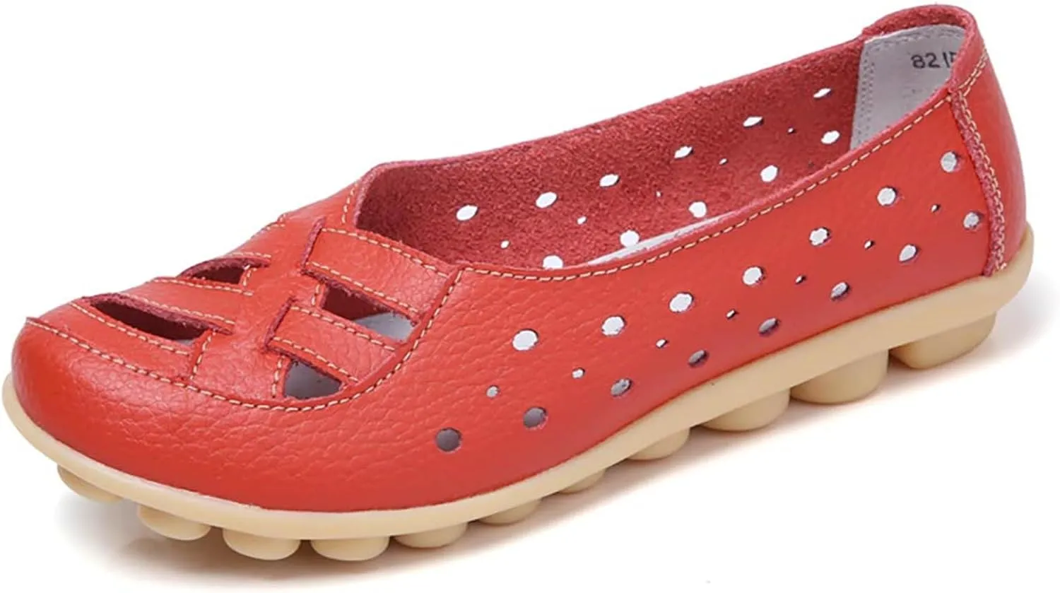 Womens Loafers Comfortable Dressy Slip-On Leather Flats Shoes Comfort Casual Walking Driving Flats Loafers Hollow Out Breathable Vacation Sandals for Women