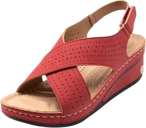 Womens Orthopedic Sandals Summer Comfort Wedge Sandals Hollow Out Breathable Open Toe Beach Shoes Casual Dressy Lightweight Athletic Yoga Mat Sandal
