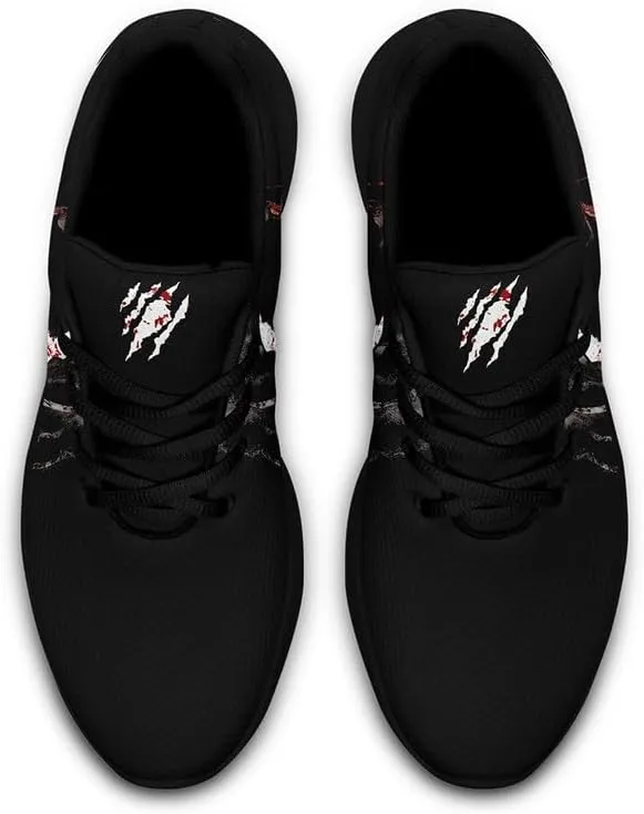 Women's Running Shoes with Unique Skull Rose Print, Non Slip Athletic Gym Training Walking Sneakers for Men