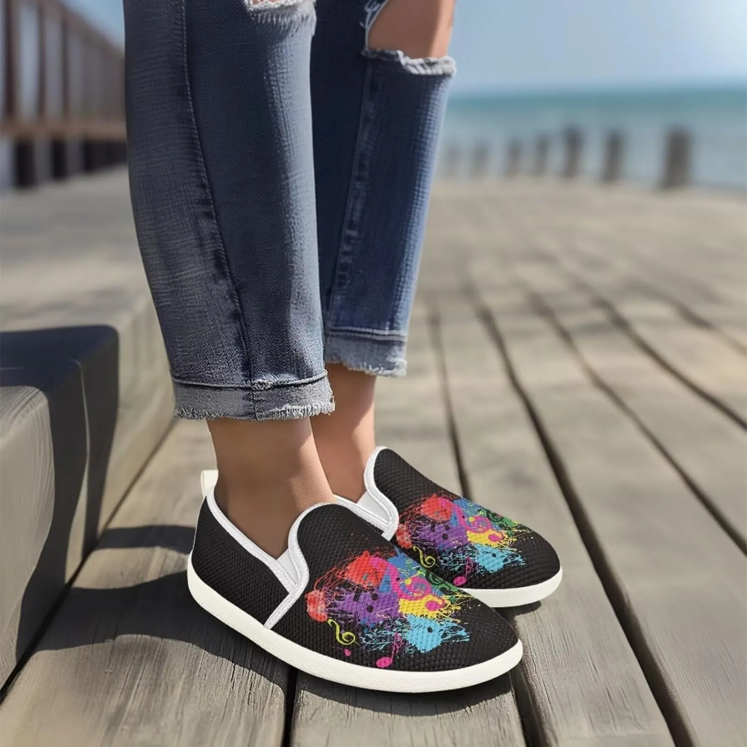 Women's Shoes Flats Casual Walking Shoes Women Slip On Sneakers Ladies Colorful Shoes