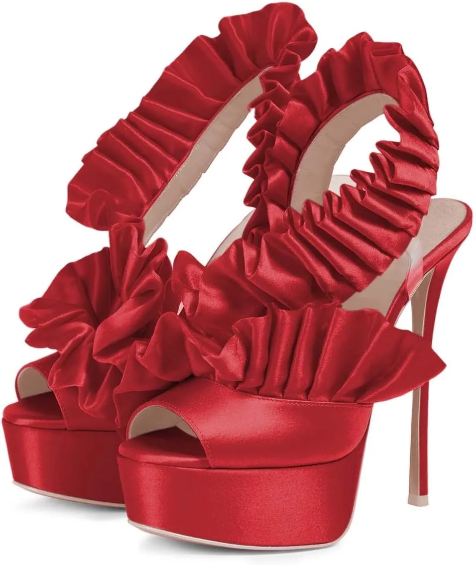 Womens Slingback Sandals Platform Stiletto High Heels Open Peep Toe Slip On Shoes Party Prom Size 4-16 US