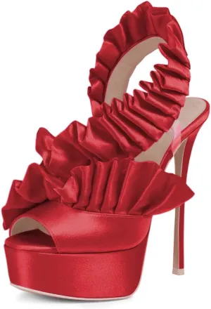 Womens Slingback Sandals Platform Stiletto High Heels Open Peep Toe Slip On Shoes Party Prom Size 4-16 US