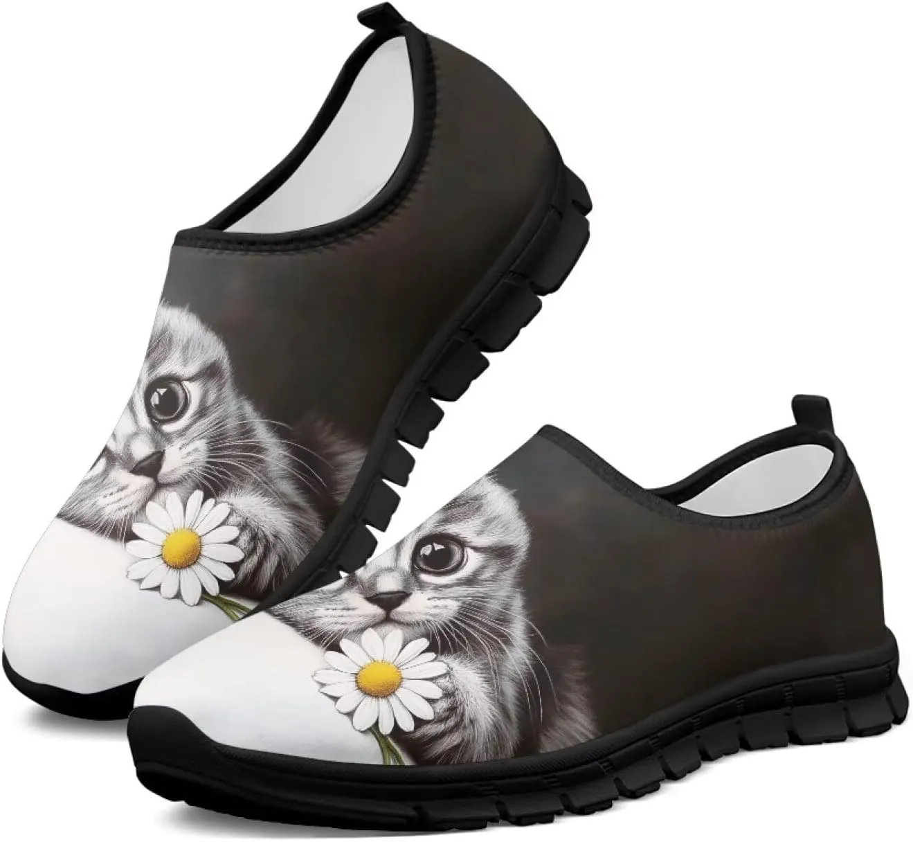 Women's Slip Ons Flat Lightweight Sneakers Walking Casual Loafers Comfortable Art Painted Travel Outdoor Shoes US Size 5.5-11.5