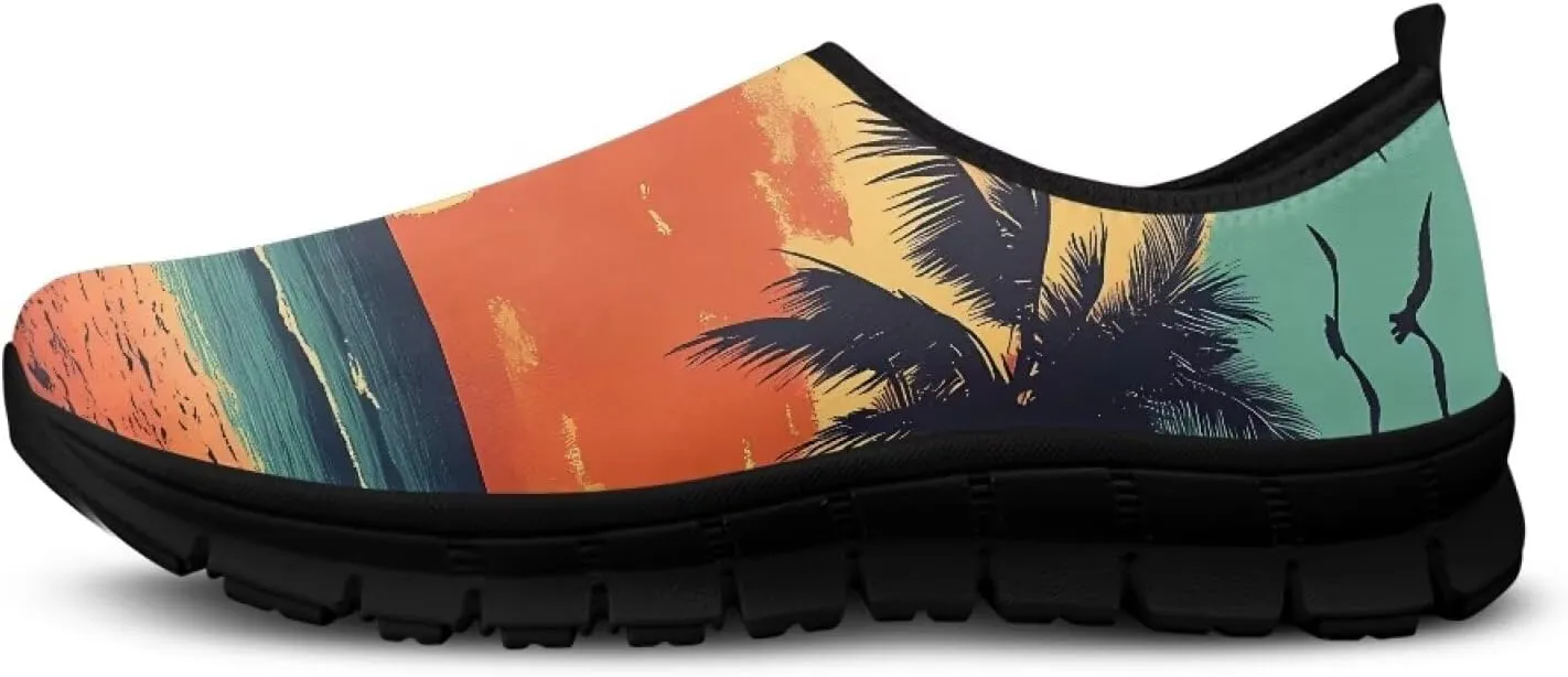 Women's Slip Ons Flat Lightweight Sneakers Walking Casual Loafers Comfortable Art Painted Travel Outdoor Shoes US Size 5.5-11.5