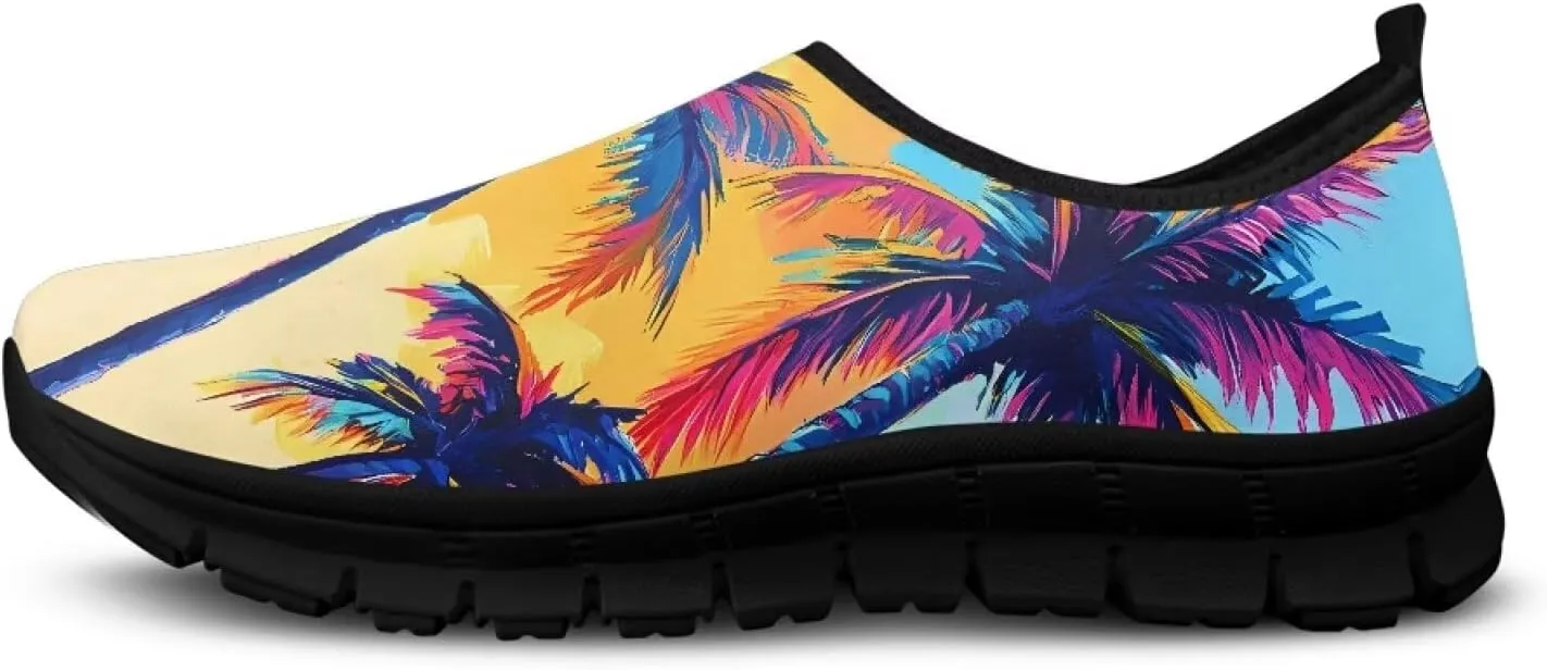 Women's Slip Ons Flat Lightweight Sneakers Walking Casual Loafers Comfortable Art Painted Travel Outdoor Shoes US Size 5.5-11.5