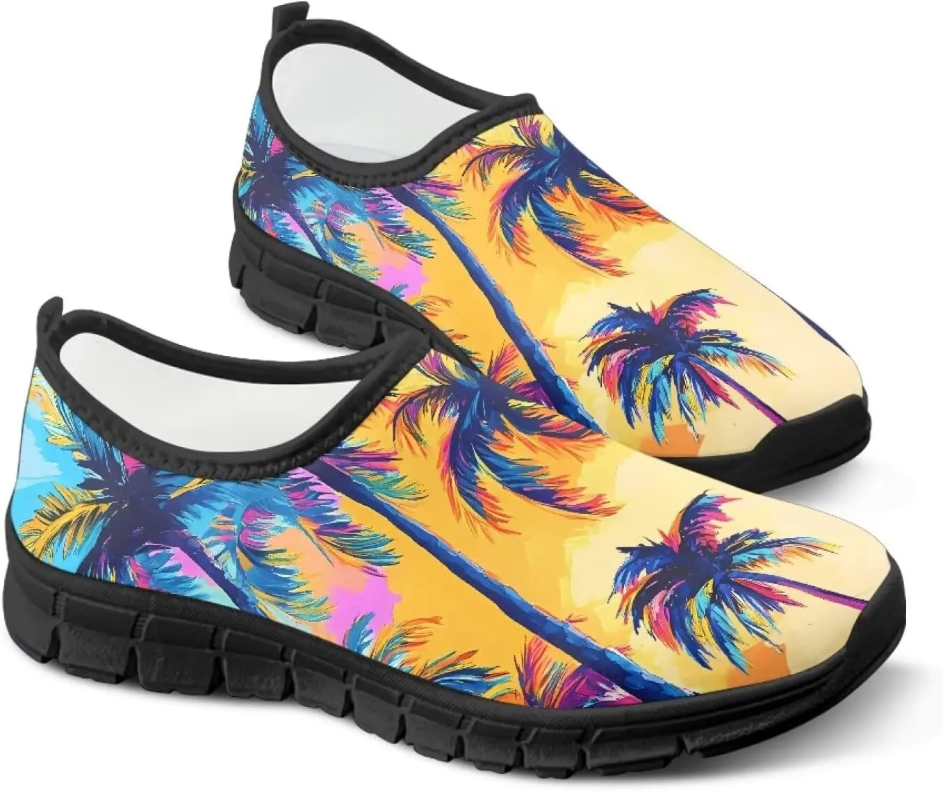 Women's Slip Ons Flat Lightweight Sneakers Walking Casual Loafers Comfortable Art Painted Travel Outdoor Shoes US Size 5.5-11.5